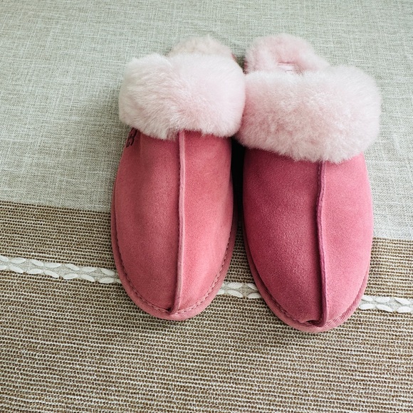 UGG Shoes - UGG Pink Suede Shearling Clog Slippers